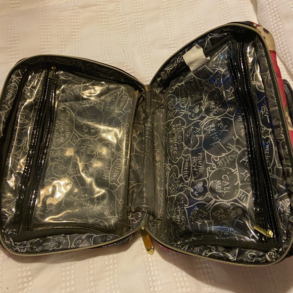 Betsey Johnson Pink Skull and Music Print Cosmetic Bag - Picture 3 of 5